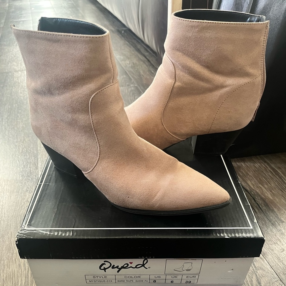 Tan heeled booties